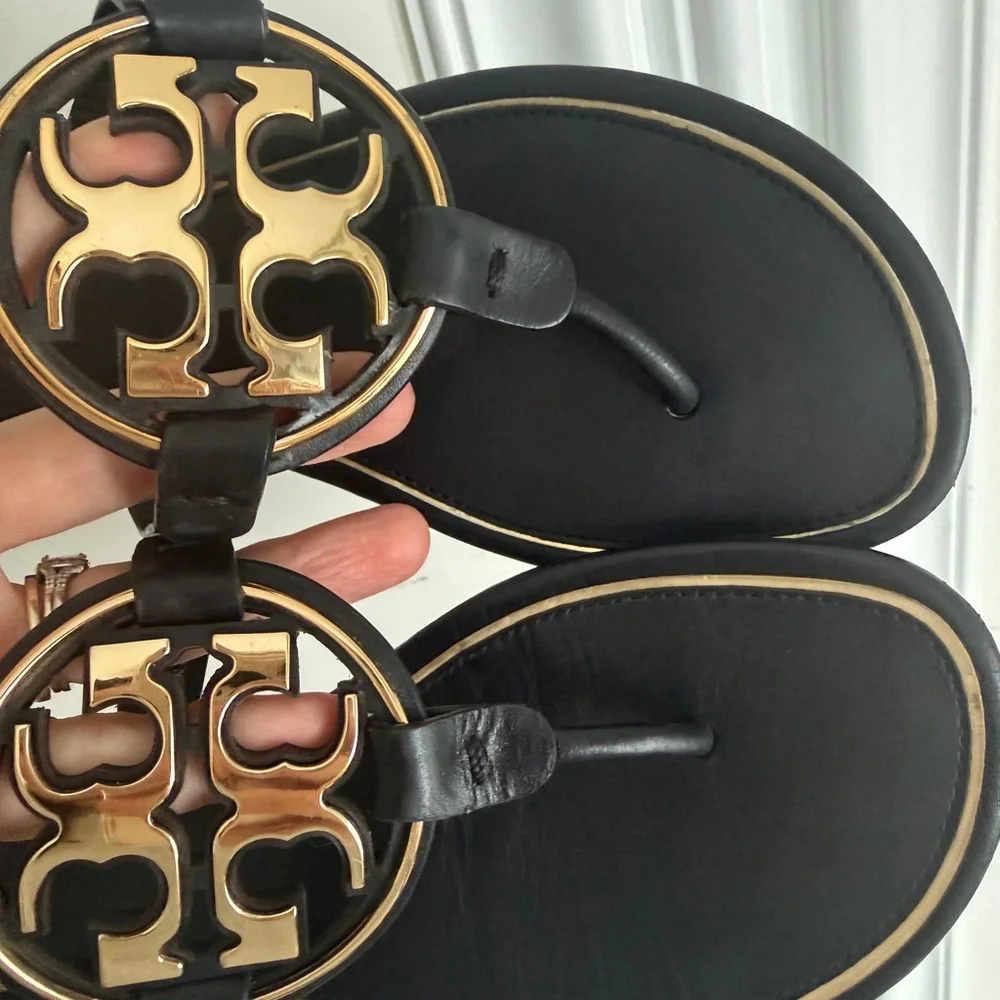 Tory Burch Miller black gold sandal 9.5